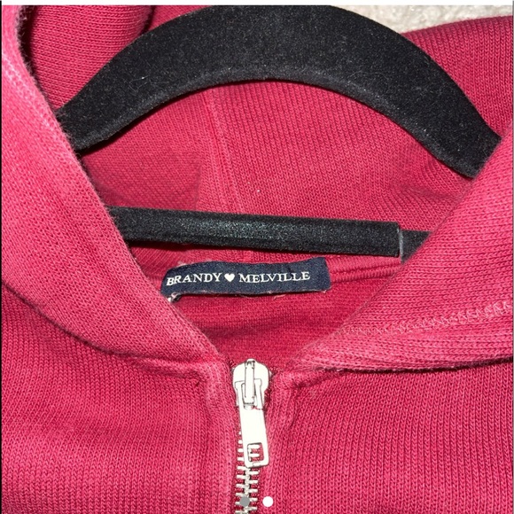 Burgundy brandy Melville zip up sweater - Picture 2 of 2